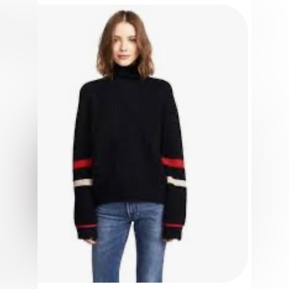 Zadig & Voltaire Zoe Wy, Navy turtleneck Sweater. Distressed edges. Wool/Yak. - Picture 1 of 16